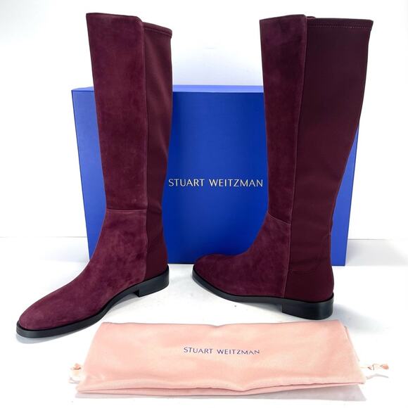 Stuart Weitzman Greer City Tall/ Knee High Riding Boot Sz 7.5 Cabernet Suede New - Picture 2 of 8